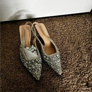 Elegant Silver Women's Slingback Heels